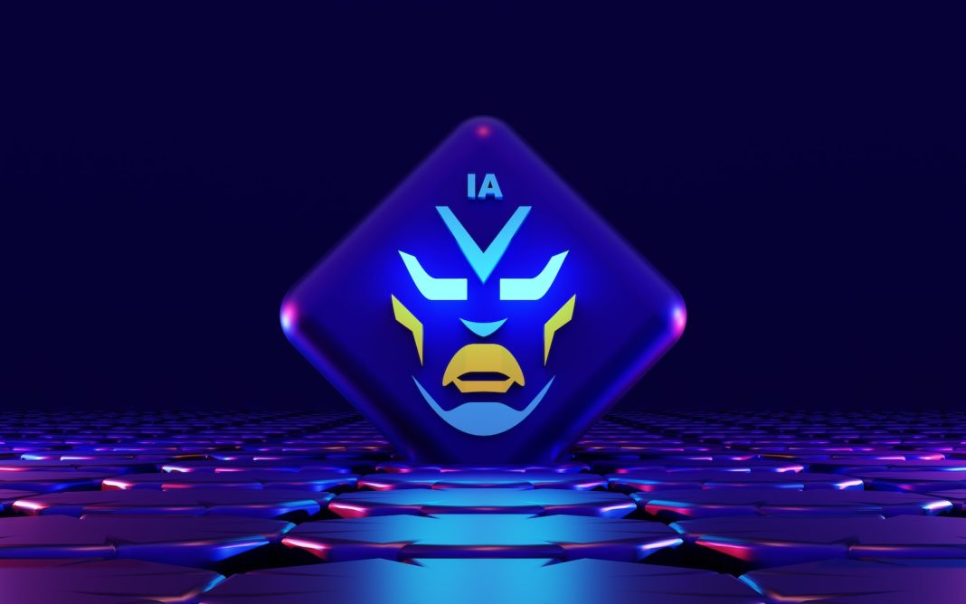 a stylized image of a blue and yellow face