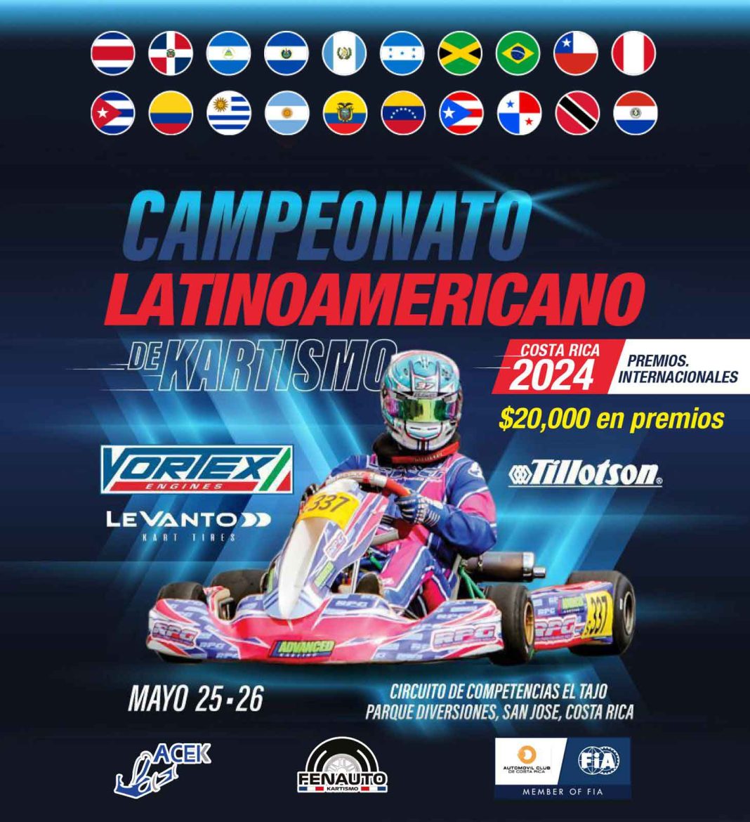 Costa Rica será sede del Campeonato Latinoamericano de Kartismo Vortex Tillotson 2024 los días 25 y 26 de mayo
