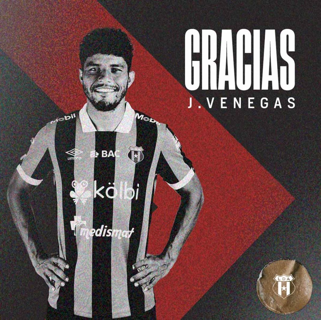 Johan Venegas queda fuera de Liga Deportiva Alajuelense