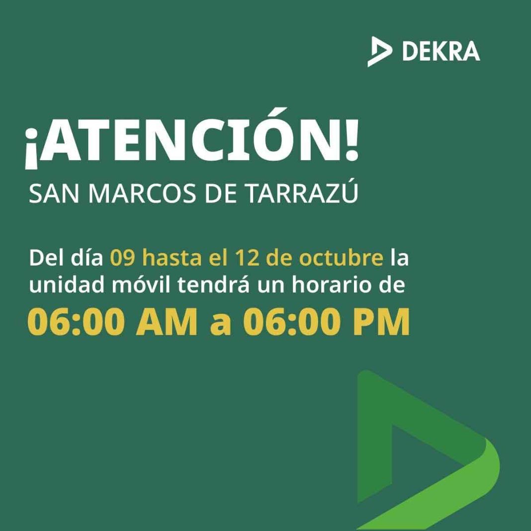 Estación móvil DEKRA en Tarrazú ampliará su horario