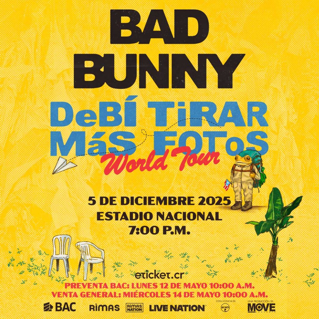 Es oficial: Bad Bunny se presentará en Costa Rica con su «DeBÍ TiRAR MáS FOToS World Tour