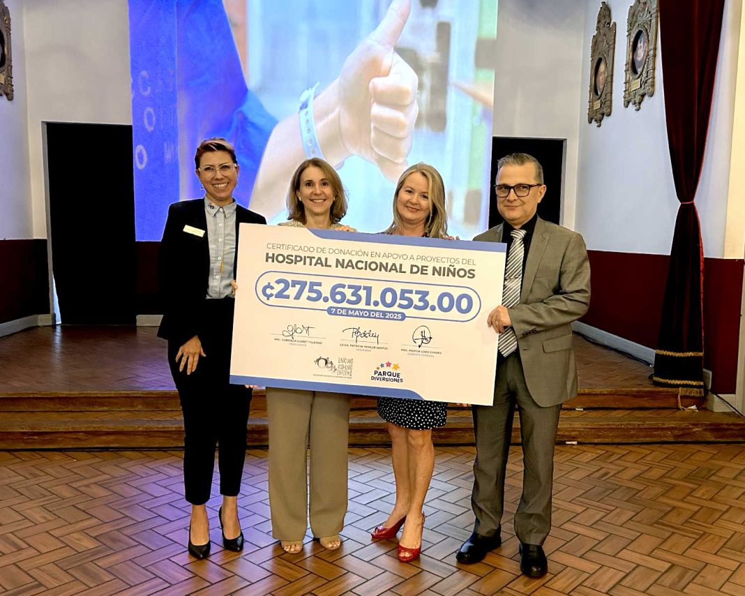 Parque Diversiones dona ₡275.631.053 millones de colones en apoyo a proyectos del Hospital Nacional de Niños