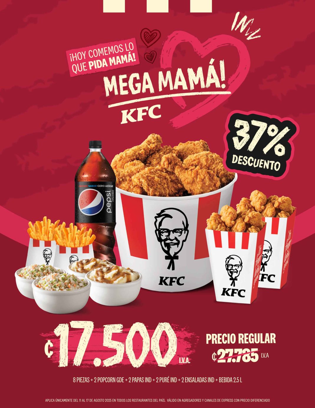 KFC presenta promociones especiales para agosto: Día de la Madre y billetes ₡1.000