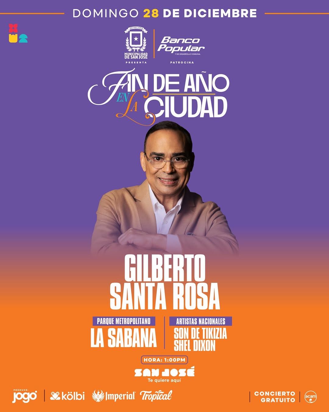 San José despedirá el año al ritmo de la salsa con Gilberto Santa Rosa en La Sabana