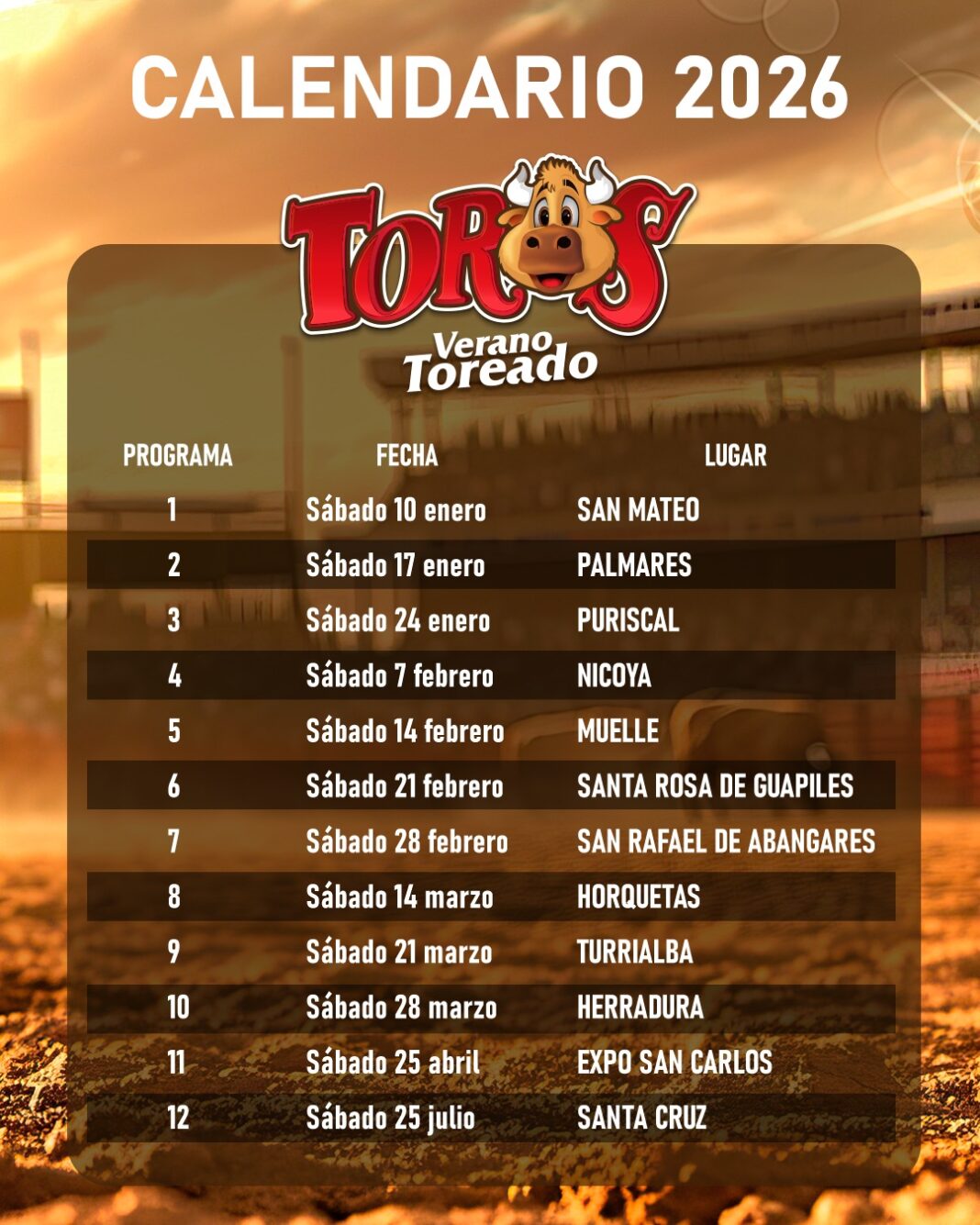 Teletica da inicio a una nueva temporada de Verano Toreado este sábado 10 de enero