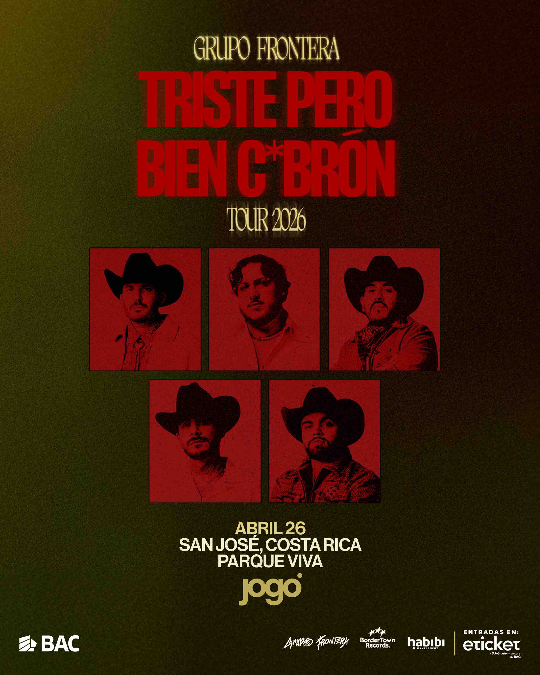 Grupo Frontera anuncia concierto en Costa Rica como parte de su tour 2026 ‘Triste pero bien c*brón’