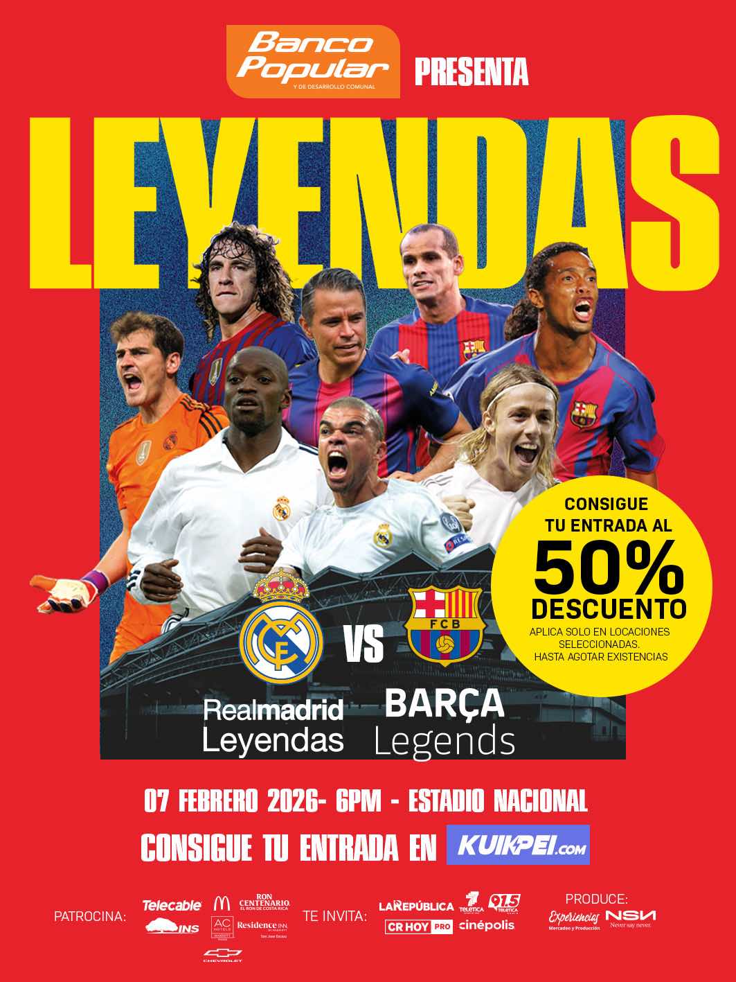 Real Madrid Leyendas vs. Barça Legends: Leyendas Costa Rica es una experiencia única para disfrutar en familia