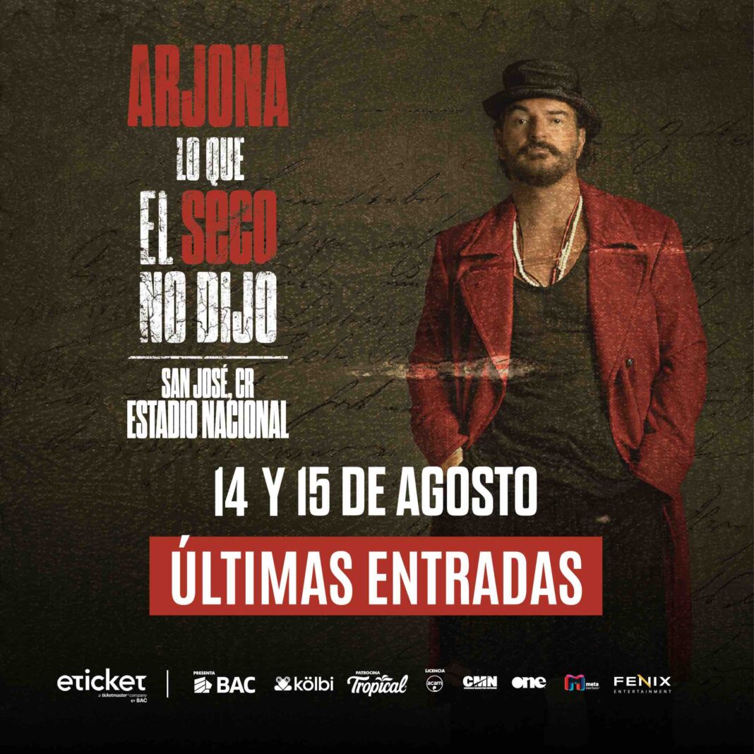 Ricardo Arjona entra en su etapa final de ventas en Costa Rica: Quedan las últimas entradas disponibles
