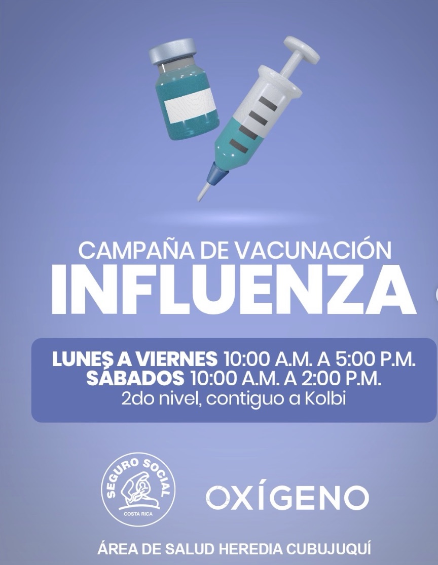 Oxígeno brindará espacios para campaña de vacunación contra la influenza de la CCSS