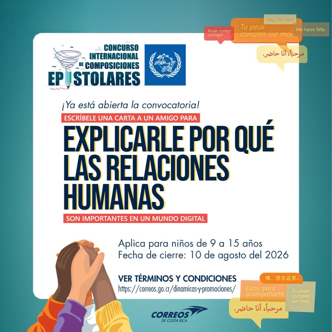 Correos de Costa Rica abre concurso de cartas sobre cómo conectar en un mundo digital