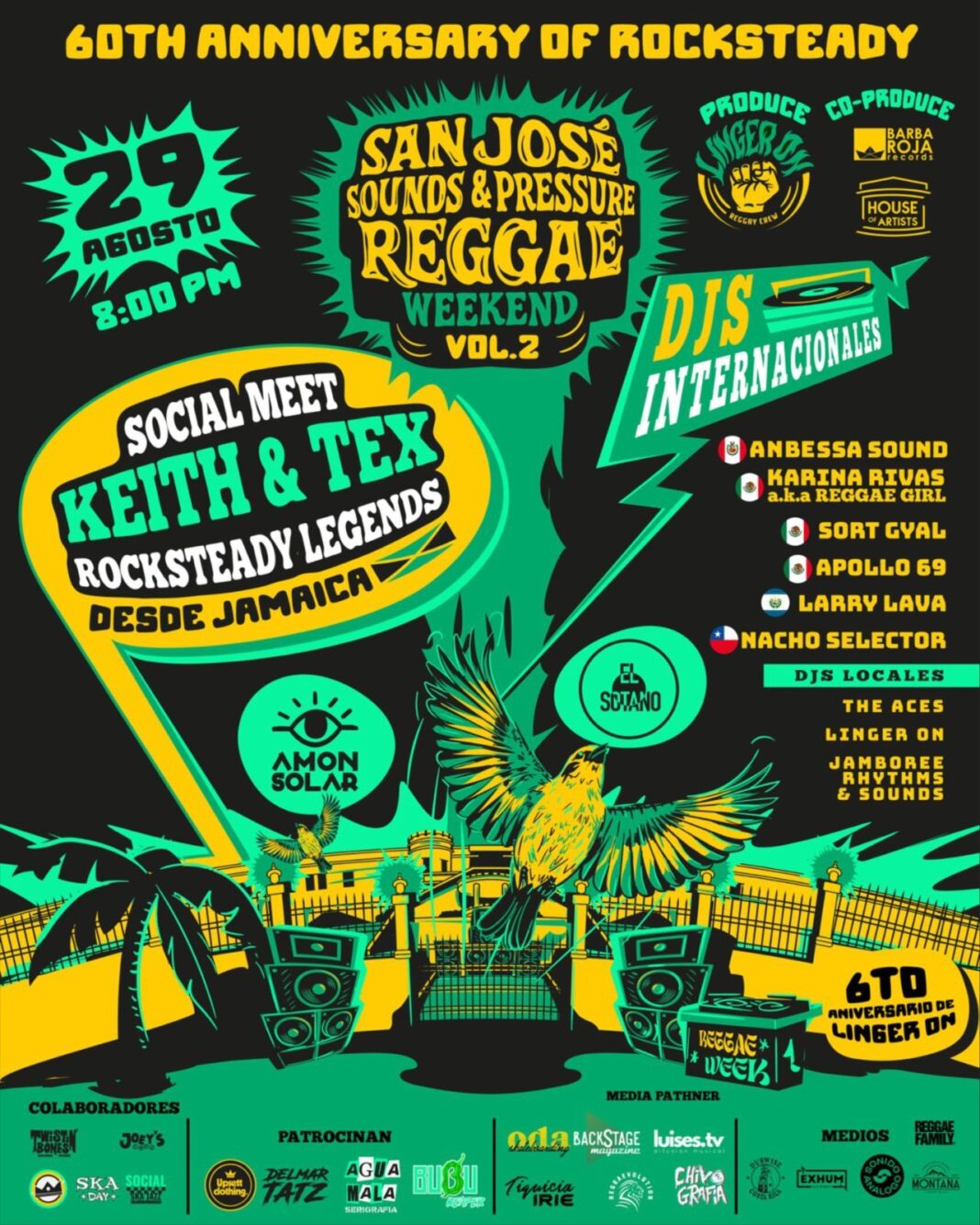 Leyendas del rocksteady jamaicano Keith & Tex encabezan el San José Sound & Pressure Reggae Weekend vol. 2 en Costa Rica